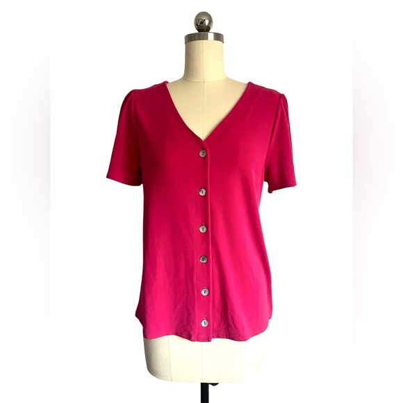 NWT Green Envelope Los Angeles Fuchsia Pink Button Down Cardigan - Picture 5 of 7